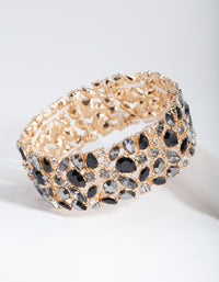 Black & Gold Stone Cluster Stretch Bangle - link has visual effect only