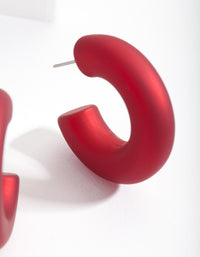 Red Pearlised Open Hoop Earrings - link has visual effect only