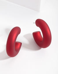 Red Pearlised Open Hoop Earrings - link has visual effect only