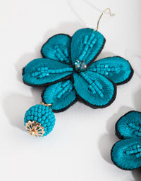 Blue Floral Beaded Earrings - link has visual effect only