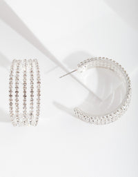 Silver Statement Diamante Hoop Earrings - link has visual effect only