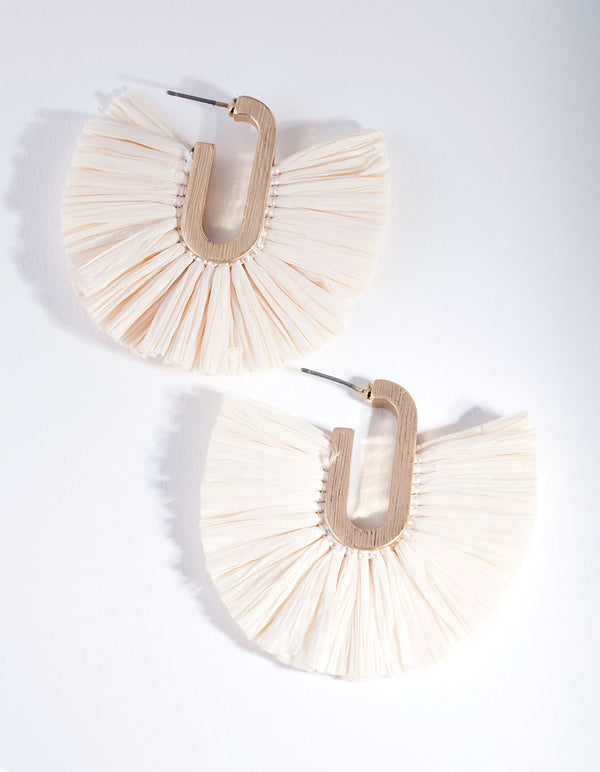 Raffia Fan Hoop Earrings