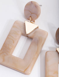 Brown Open Square Drop Earrings - link has visual effect only