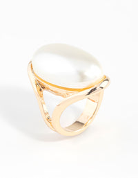 Gold Statement Pearl Stone Ring - link has visual effect only