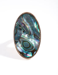 Gold Oval Mixed Shell Ring - link has visual effect only