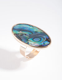 Gold Oval Mixed Shell Ring - link has visual effect only