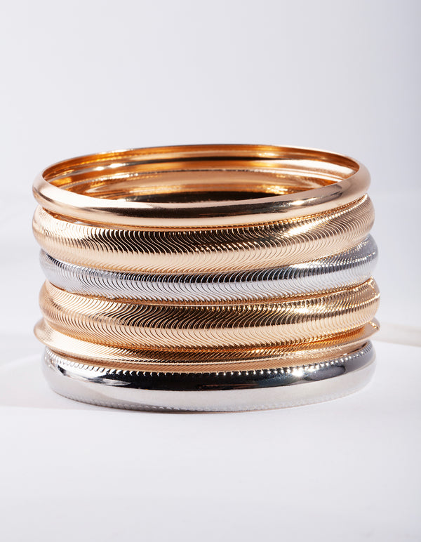 Mixed Metal Textured Bracelet 6-Pack