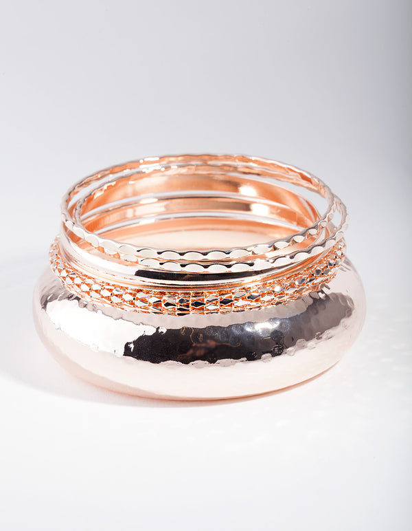 Rose Gold Molten Bangle 5-Pack