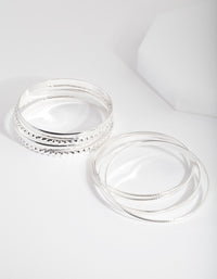 Silver Textured Bangle 8-Pack - link has visual effect only