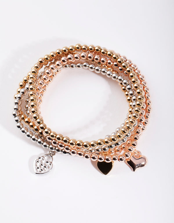 Mixed Metal Heart Bracelet 6-Pack