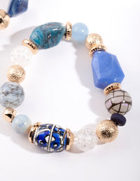 Gold Blue Bead Bracelet Pack - link has visual effect only