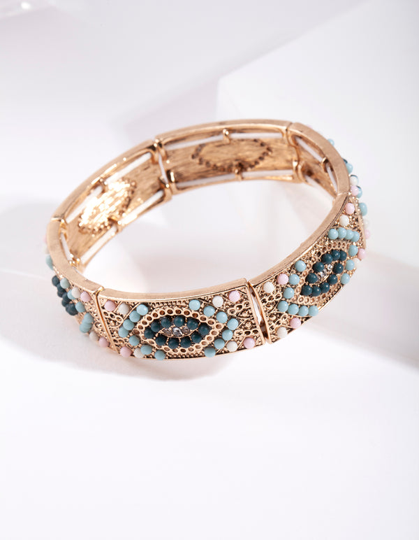 Antique Gold Diamante Stretch Bracelet