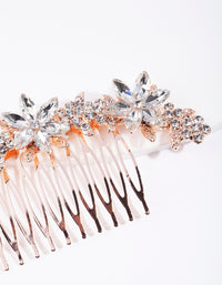 Rose Gold Diamante Flower Comb - link has visual effect only