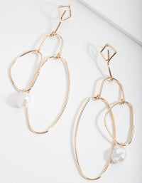 Gold Organic Shape & Pearl Drop Earrings - link has visual effect only