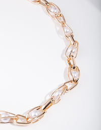 Gold Caged Pearl Chain Necklace - link has visual effect only