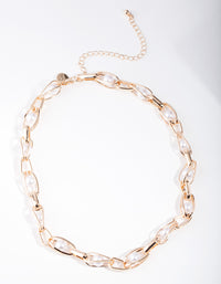 Gold Caged Pearl Chain Necklace - link has visual effect only