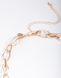 Gold Caged Pearl Chain Necklace - link has visual effect only