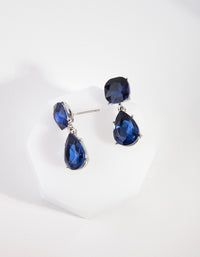 Gunmetal Classic Blue Teardrop Earrings - link has visual effect only