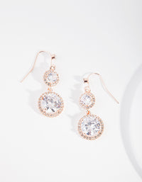 Rose Gold Cubic Zirconia Circle Drop Earrings - link has visual effect only