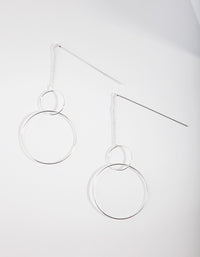 Silver Fine Double Circle Drop Earrings - link has visual effect only