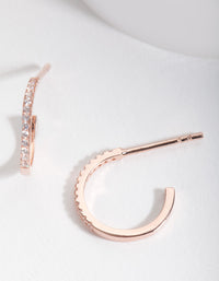 Rose Gold Plated Sterling Silver Cubic Zirconia Open Hoop Earrings - link has visual effect only