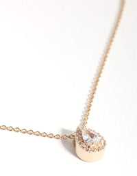 Gold Plated Sterling Silver Cubic Zirconia Pear Halo Necklace - link has visual effect only