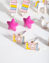 Kids Unicorn Mix Stud Earring 6-Pack - link has visual effect only