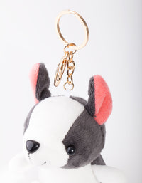 Kids Black White Dog Keyring - link has visual effect only