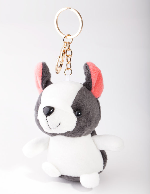 Kids Black White Dog Keyring