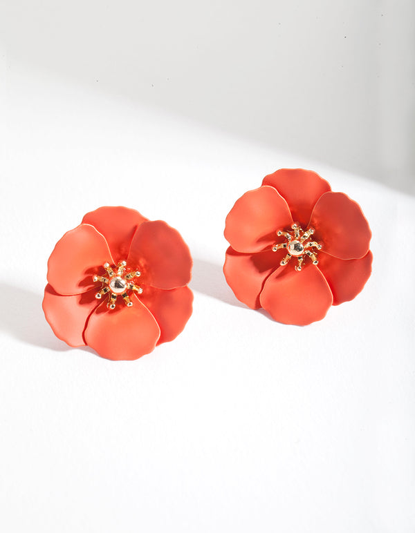 Orange Layered Petal Earrings