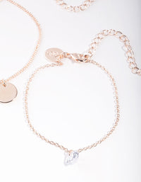 Rose Gold Diamante Disc Charm Bracelet Pack - link has visual effect only