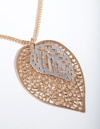 Mixed Metal Cutout Layer Leaf Necklace - link has visual effect only