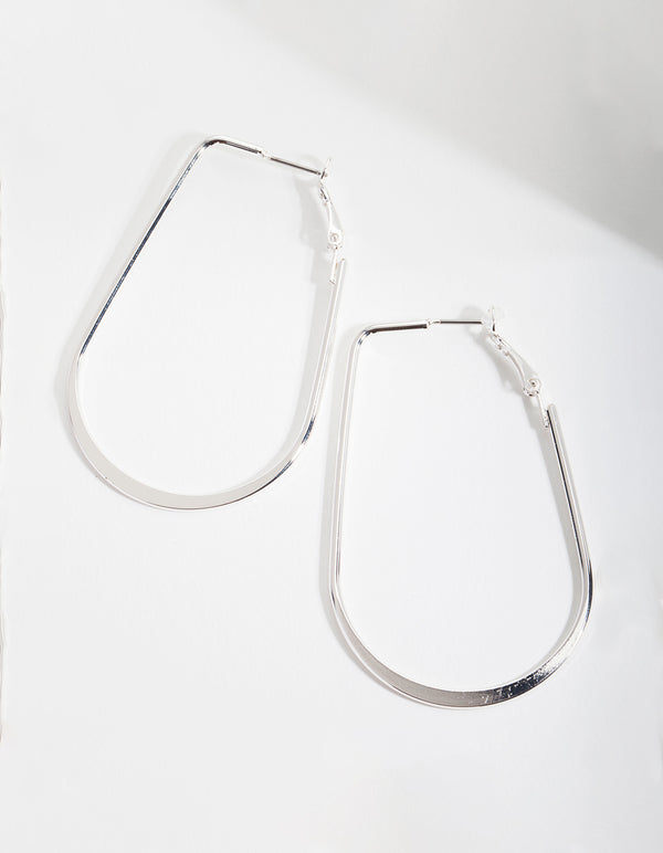 Silver Large Geometric Hoop Earrings