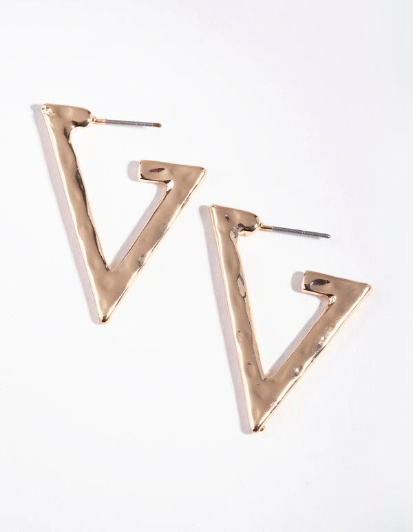 Gold Triangle Hoop Earrings