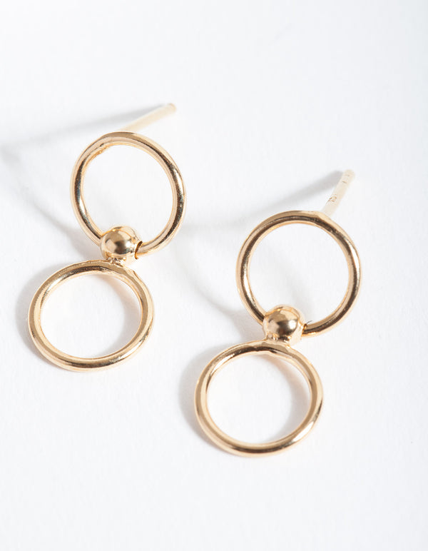 Gold Plated Sterling Silver Double Circle Earrings