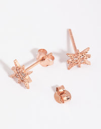 Rose Gold Plated Sterling Silver Diamante Starburst Stud Earrings - link has visual effect only