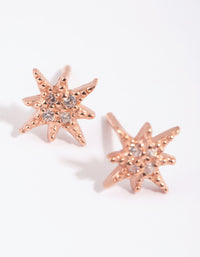 Rose Gold Plated Sterling Silver Diamante Starburst Stud Earrings - link has visual effect only