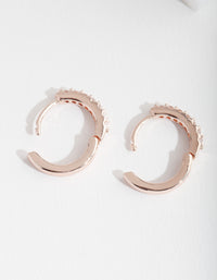 Rose Gold Cubic Zirconia Mini Huggie Earrings - link has visual effect only