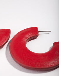 Red Acrylic C Shape Hoop Earrings - link has visual effect only