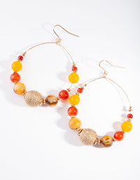 Gold Neutral Brown Orange Beaded Earrings - link has visual effect only