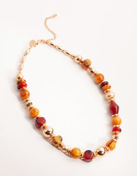 Gold Mixed Resin Bead Short Necklace - link has visual effect only