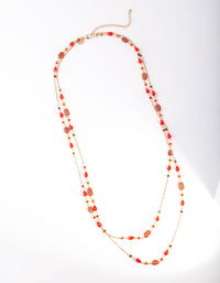 Red Multi Row Bead Necklace - link has visual effect only