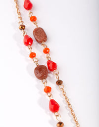 Red Multi Row Bead Necklace - link has visual effect only