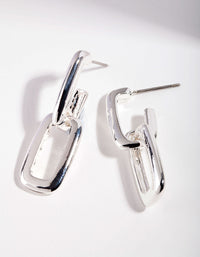 Silver Plated Chain Link Earrings - link has visual effect only