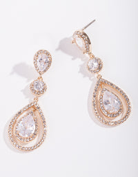 Gold Diamond Simulant Multi Drop Earrings - link has visual effect only