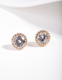 Diamond Simulant Gold Rounded Stud Earrings - link has visual effect only