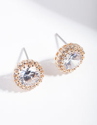 Diamond Simulant Gold Rounded Stud Earrings - link has visual effect only