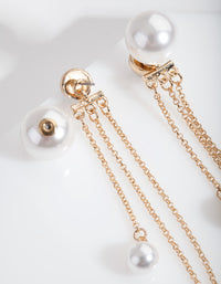 Gold Cascading Pearl Drop Earrings - link has visual effect only