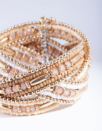 Gold Plaited Multi Bead Cuff Bracelet - link has visual effect only