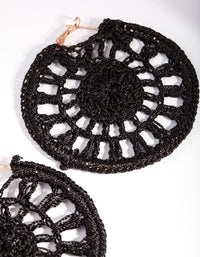 Black Crochet Disc Hoop Earrings - link has visual effect only